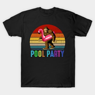 Big Foot With Pink Float Pool Party Vintage T-Shirt